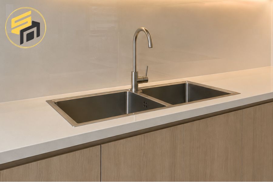 Bàn giao căn bếp vân gỗ Cho Anh Lành ở Tân Bình
