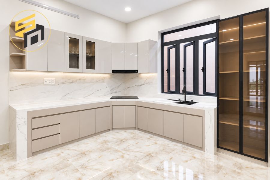 Dự Án Tủ Bếp Nhựa PVC Cánh Acrylic Đẹp Của Anh Minh Tại Long An